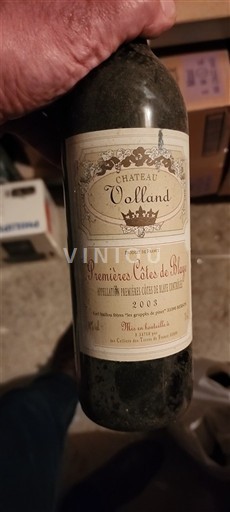 Bordoja Côtes-de-blaye Château Volland 2003 2003