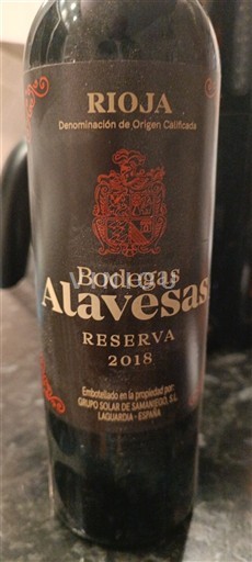 La Rioja Rioja Bodegas Alavesas Reserva 2018