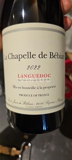 Languedoc Domaine Saint-Jean de Bébian La Chapelle de Bébian 2022