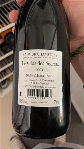 Dolina Loare Сомир-шампини EARL Les Galimotes Le Clos des Secrets 2021