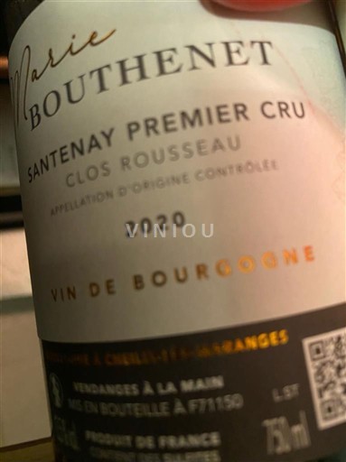 Burgundi Santenay Premier Cru Marie Bouthenet Clos Rousseau 2020