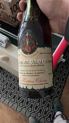 Burgundy Mâcon and Mâcon-Villages Les Héritiers Chorin Vin Blanc Villages 1991