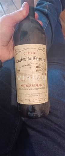 Bordo Montanja Sen Emilion Château Enclos de Bayard 1989