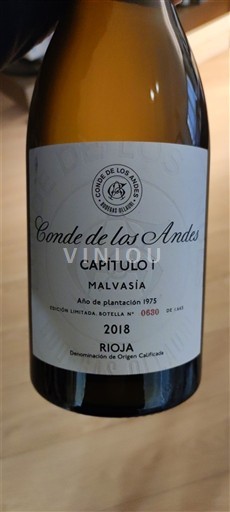 La Rioja Rioja Conde de los Andes Capítulo I Malvasía 2018