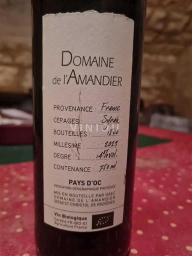 Vinuri Rouge sec Domaine L'Amandier 2023 Franța Languedoc și Roussillon Vin de Pays d'Oc IGP