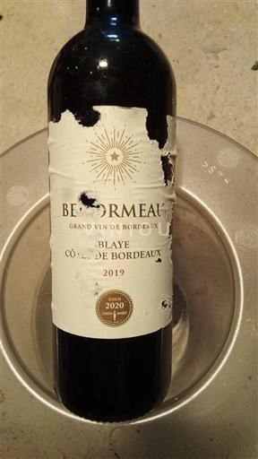 Vin Rouge sec Belormeau 2019 Francë Bordoja Blaye-côtes-de-bordeaux AOC