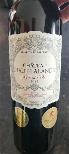 Bordo Blaje-kote-de-Bordo Château Haut-Lalande Grand Vin 2015