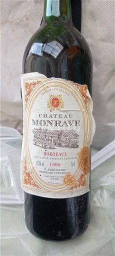 Wines Rouge sec Château Monrave 1998 France Bordeaux AOC