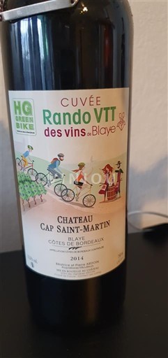 Bordo Blaje-kote-de-Bordo Château Cap Saint-Martin Rando VTT des vins de Blaye 2014