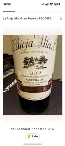 Viner Rouge sec Gran Reserva 890 La Rioja Alta 1985 Spanien La Rioja rioja DO