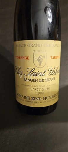 Alsacia Pinot gri Grand Cru Domaine Zind Humbrecht Clos Saint Urbain 1999