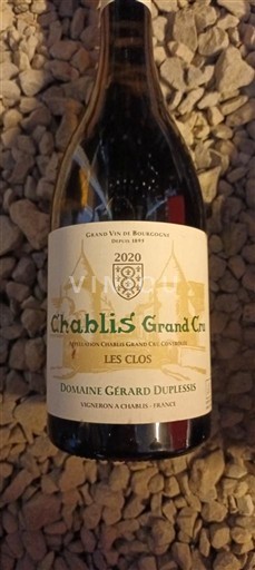 Wines Blanc sec Les Clos Domaine Gérard Duplessis 2020 France Burgundy Chablis AOC Grand Cru