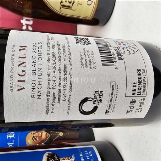 Moselë Luksemburgase Moselle Luksemburgeze Vignum Grand Premier Cru Pinot blanc Machtum Hohfels 2024