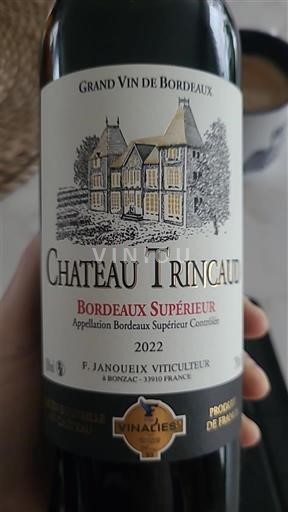 Vin Rouge sec Château Trincaud 2022 France Bordeaux Bordeaux supérieur AOC