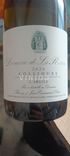 Roussillon Collioure Domaine La Rectorie L'Argile 2024