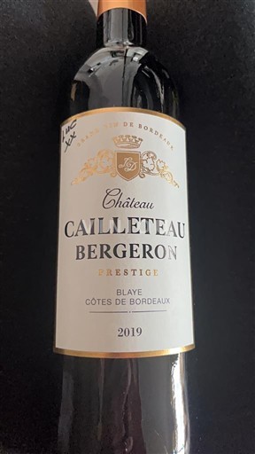 Bordeaux Blaye-côtes-de-bordeaux Château Cailleteau Bergeron Prestige 2019