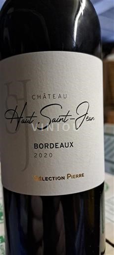 Vinuri Rouge sec Sélection Pierre Château Haut Saint-Jean 2020 Franța Bordeaux AOC