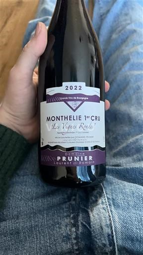 Burgundi Monthélie Premier Cru Domaine Prunier Les Vignes Rondes 2022