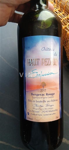 Vinuri Rouge sec Expression Château Haut Pezaud 2017 Franța Sud-Vest Bergerac AOC