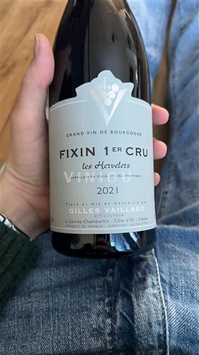Wijnen Rouge sec Les Hervelets Gilles Vaillard 2021 Frankrijk Bourgondië Fixin AOC Premier Cru