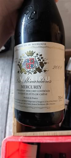 Vin Rouge sec Les Ménardières 2008 Francuska Burgundija Меркуреј AOC