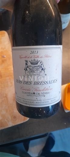 Vin Rouge sec Cuvée Tradition Mas des Bressades 2013 Francuska Рона долина Костијер-де-Ним AOC