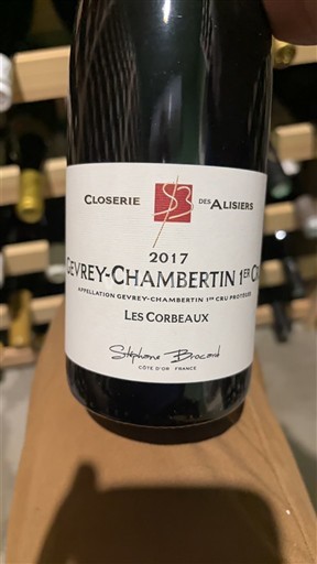 Vin Rouge sec Les Corbeaux Closerie des Alisiers 2017 Frankrike Burgund Gevrey-chambertin AOC Premier Cru
