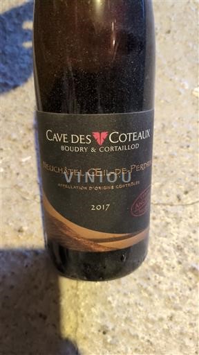 Neuchâtel E paspecifikuar Cave des Coteaux Boudry & Cortaillod Neuchâtel Œil-de-Perdrix 2017