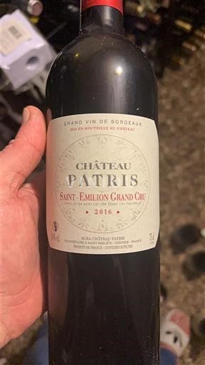 Bordeaux Saint-Émilion Grand Cru Grand Cru Château Patris 2016