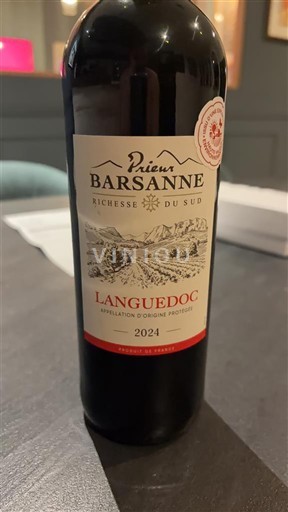 Vin Rouge sec Prieur Barsanne 2024 Frankrike Languedoc AOC