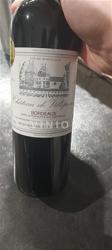 Wines Rouge sec Château Villeneuve Non millésimé France Bordeaux AOC