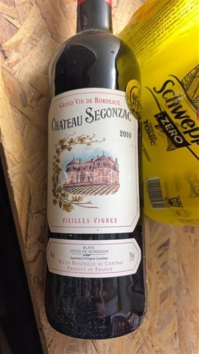 Bordoja Côtes-de-blaye Château Segonzac Vieilles Vignes 2010