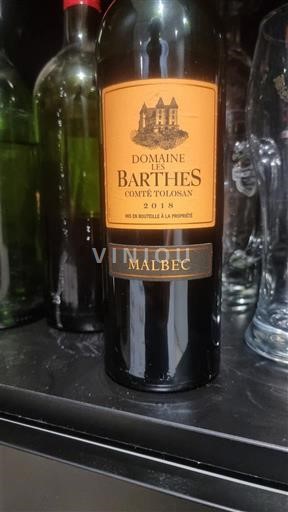 Vinhos Rouge sec Malbec Domaine Les Barthès 2018 França Sudoeste Comté de Toulouse IGP