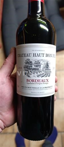 Vine Rouge sec Château Haut Bon Fils 2018 Frankrig Bordeaux AOC