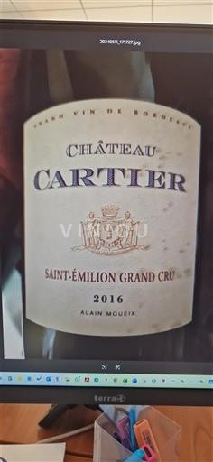 Viner Rouge sec Château Cartier 2016 Frankrike Bordeaux Saint-Émilion Grand Cru AOC