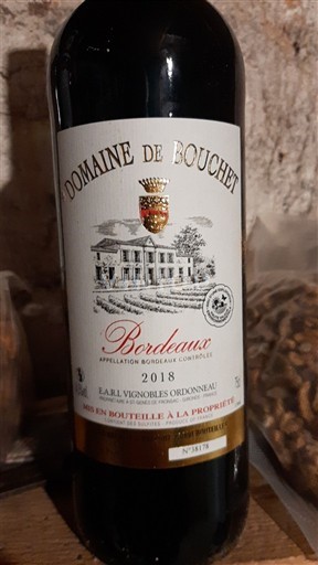 Rượu vang Rouge sec Domaine Bouchet 2018 Pháp Bordeaux AOC