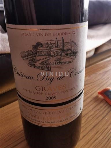 Verërat Rouge sec Château Puy de Cornet 2009 Francë Bordoja Graves AOC