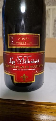 Viinit Rouge sec Cuvée Prestige Les Mélusines 2021 Ranska Loiren laakso Saint-Nicolas-De-Bourgueil AOC
