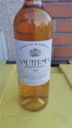 Bordeaux Sauternes De Rayne-Vigneau 2008