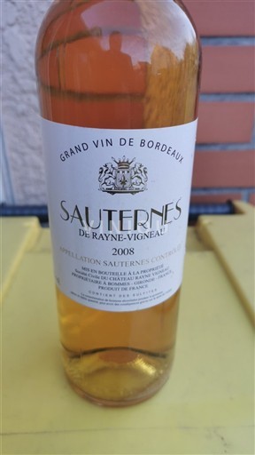 Bordoja Sauternes Rayne-Vigneau 2008