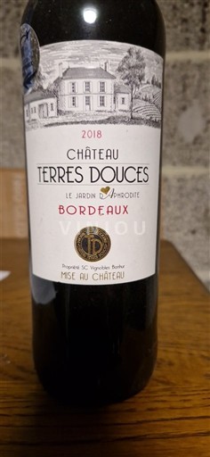 Vine Rouge sec Le Jardin d'Aphrodite Château Terres Douces 2018 Frankrig Bordeaux AOC