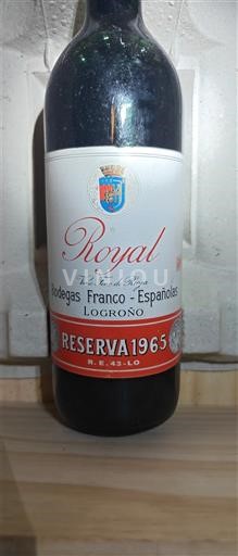 Вина Rouge sec Royal Reserva Bodegas Franco-Españolas 1965 Španija La Rioja Rioja DO