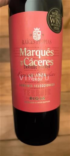 Vin Rouge sec Esperanza Villar Terroir Marqués de Cáceres 2021 Espagne La Rioja Rioja DO