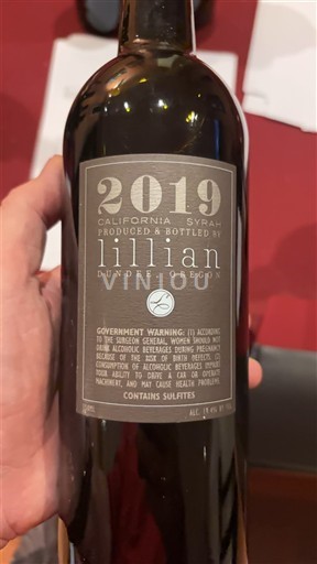 Vin Rouge sec Lillian 2019 USA AVA de la côte est AVA