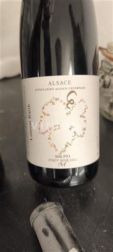 Вина Rouge sec S08 P93 Pinot Noir Laurent Barth 2021 Francuska Алзас Аласас Vin de France