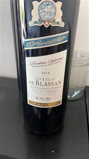 Bordeaux Bordeaux supérieur Château Blassan du 45ème parallème 2010
