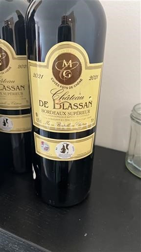 Bordeaux Bordeaux supérieur Château Blassan Fûts de Chêne 2021