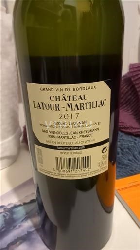 Bordeaux Pessac-Léognan Grand Cru Latour-Martillac 2017
