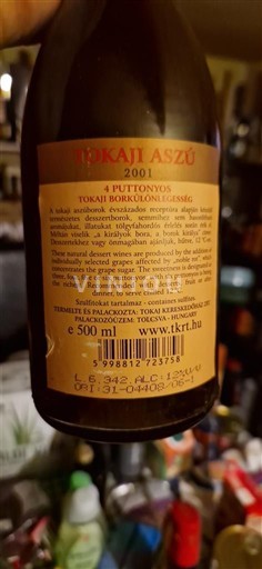 Verërat Blanc liquoreux Aszú 4 Puttonyos Tokaji 2001 Hungari Tokaj E paspecifikuar