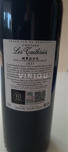 Vini Rouge sec Château Les Cuilleries 2023 Francia Bordeaux Médoc AOC